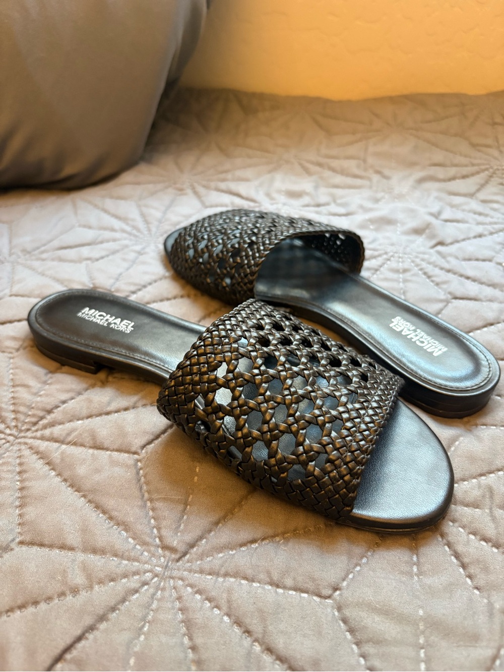 MICHAEL Michael Kors Black Woven Slide Mules